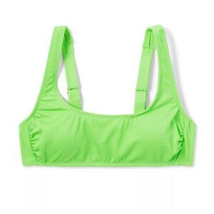 WILD FABLE BRALETTE BIKINI TOP RIBBED ADJUSTABLE STRAPS LIME GREEN SWIM SUIT NWT